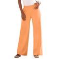 Plus Size Women's Wide-Leg Soft Knit Pant by Roaman's in Orange Melon (Size L) Pull On Elastic Waist