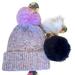 Anthropologie Accessories | Anthropologie Pick A Pom Beanie Stocking Hat Purple Set 3 Poms Blue White Plush | Color: Purple/White | Size: Os
