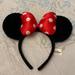 Disney Accessories | Disney Minnie Mouse Red Polka Dotted Bow Ears Headband | Color: Black/Red | Size: Os
