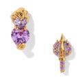 Disney Jewelry | Disney Villains Ursula 14k Gold Plated Gemstone Earrings Studs | Color: Gold/Purple | Size: Os