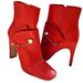 Nine West Shoes | Nine West Red 'Quitit' Ankle Bootie With Folded Cuff Pearl Detail New 8.5 | Color: Red | Size: 8.5