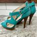 Nine West Shoes | Nine West Teal Make Waves Leather Strappy Platform Heels Size 5.5 | Color: Blue/Green | Size: 5.5