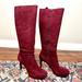 Nine West Shoes | Nwb Nine West Wine Suede Knee High Boots Size 11 | Color: Red | Size: 11