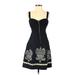 Floreat Casual Dress - Party Sweetheart Sleeveless: Black Print Dresses - Women's Size 0