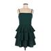 Trixxi Casual Dress - Party Square Sleeveless: Green Solid Dresses - Women's Size Medium