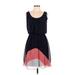 En Focus Studio Casual Dress - Mini Scoop Neck Sleeveless: Blue Color Block Dresses - Women's Size 8