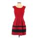 BCX Casual Dress - A-Line Scoop Neck Sleeveless: Red Print Dresses - Women's Size Small