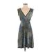 Dream Dance by Line Art Casual Dress - A-Line Plunge Sleeveless: Blue Dresses - Women's Size Small