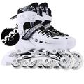 MRFYD 4 Size Adjustable Light Up Inline Roller Skates for Girls and Boys Inline Skates for Kids and Adults Men Women Adults Fun Flashing Illuminating Pu Wheels Roller Blades (white, L（5.5-7.5）)