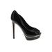 Aldo Heels: Pumps Platform Cocktail Party Black Print Shoes - Women's Size 7 - Peep Toe