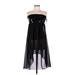 Romeo & Juliet Couture Casual Dress - High/Low Strapless Sleeveless: Black Print Dresses - New - Women's Size Medium