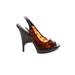 Yves Saint Laurent Heels: Slip-on Stilleto Cocktail Brown Print Shoes - Women's Size 39.5 - Peep Toe