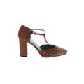 Lab Heels: Pumps Chunky Heel Casual Brown Shoes - Women's Size 39 - Almond Toe