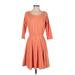 Peruvian Connection Casual Dress - Sweater Dress: Orange Solid Dresses - Women's Size Small