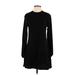 Divided by H&M Casual Dress - DropWaist Crew Neck Long sleeves: Black Print Dresses - Women's Size X-Small