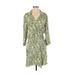 CAbi Casual Dress - Mini V Neck 3/4 sleeves: Green Dresses - Women's Size Small
