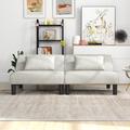 Bonzy Home 65" Wide Upholstered Reclining Sofa w/ Two Pillows Linen in Gray | 29.25 H x 32.99 W x 32.52 D in | Wayfair SS013AF61D-LY05-S2