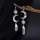 Boucles d'oreilles en pierre de quartz blanc Halo céleste boucles d'oreilles à pampilles bohèmes