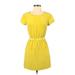 Club Monaco Casual Dress - Mini Scoop Neck Short sleeves: Yellow Solid Dresses - Women's Size 00