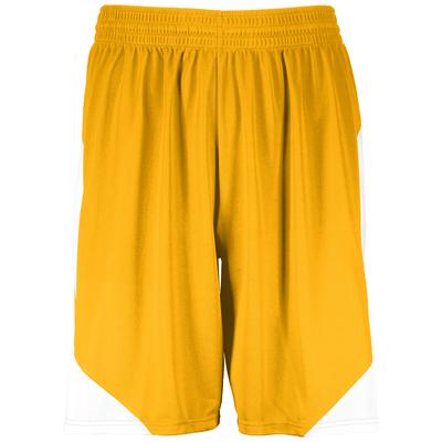 Augusta Sportswear 1734 Youth Step-Back Basketball Shorts in Gold/White size Medium | Polyester