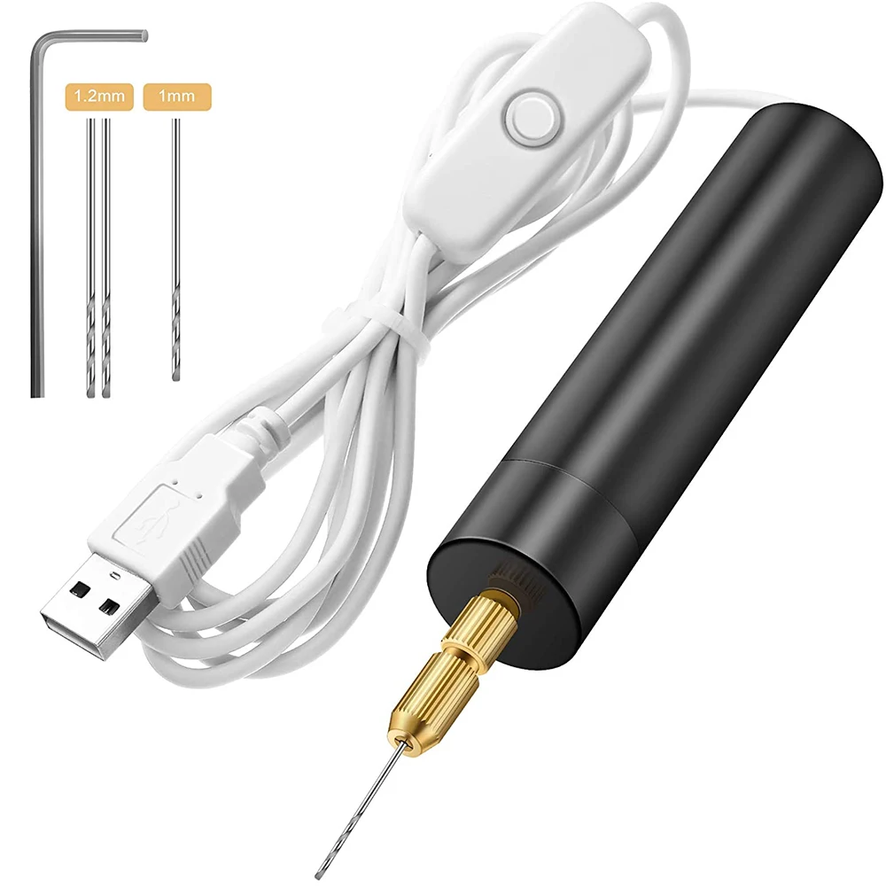Mini trapano elettrico USB Set da 5 pezzi Utensili rotanti per trapano USB Penna per incisore Strumenti per gioielli con punte da trapano Utensili elettrici