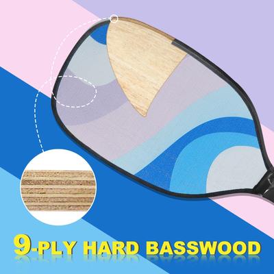 Pickleball Paddles Set 3 Wood Pickleball Rackets 4 Pickleball Balls & Carry Bag - Multicolor