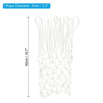 2Pcs 20" 5mm PP Heavy Basketball Hoop Net Replacement Outdoor, White