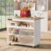 Kitchen Island with Drop Leaf, LED Light Kitchen Cart on Wheels with Power Outlets, 2 Sliding Fluted Glass Doors, Kitchen Cart