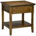 Side Table with Storage,Vintage End Table with Drawer and Open Shelf,Beside Table for Bedroom Living Room,Dark Coffee