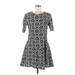 Fashion Union Casual Dress - A-Line: Black Marled Dresses - Women's Size 8