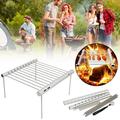 For Grill Portable Outdoor Picnics Grill Camping Barbeque Folding Cooking Camping & Hiking Outdoor Baking Tray Holder