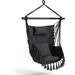 Hanging Chair Hammock Swing Chair - With Sturdy Steel Hanging Bar Comfortable Headrest Pillow 2 Cushions Pocket Macrame Swing Chair For Bedroom Living Room Max 330 Lbs Swing Seat (Gray)