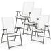 Costway 4pcs Patio Folding Portable Dining Chairs Metal Frame Armrests Garden White