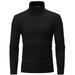 IEFIEL Mens Winter Thermal Tops Long Sleeve Thermals Undershirt Solid Color Base Layer Shirt Black M