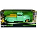 Diecast 1950 Chevrolet 3100 Pickup Truck Lowrider Light Green with Gold Wheels Lowriders Series 1/24 Diecast Model Car by Maisto
