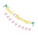 Happy Birthday Table Decorations Summer Flag Flamingo Latte Banner Tropical Banners Neon Sign Pink Hawaii Bunting Party Supplies Props Banquet 2 Pcs