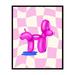 Poster Master Balloon Dog Poster - Pink Peeing Dog Print - Balloon Art - Checkered Art - Trendy Art - Funny Bathroom Decor - Guest Bath Decorations - Humorous Restroom Decor - 16x20 UNFRAMED Wall Art