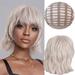 ZTTD Silver Wig Short Hair European and American Black Short Hair Wig Full Head High Gloss Full Top Hair Set White