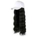 ZTTD Baseball Cap Hair Wave Curly Hairstyle Adjustable Wig Hat Attached Long Hair Black(White)