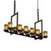 Justice Design GLA-8719-16-AMBR-MBLK-LED12-8400 Veneto Luce Dakota - 12 Light Up and 5 Downlight Tall Bridge Chandelier with Cylinder/Rippled Rim Amber Venetian Glass Matte Black Dark Bronze Finish