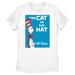 Women's Mad Engine White Dr. Seuss Cat in the Hat Cover Graphic T-Shirt