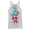 Women's Mad Engine Gray Dr. Seuss Thing 1 and 2 Racerback Tank Top