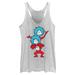 Women's Mad Engine Gray Dr. Seuss Thing 1 and 2 Racerback Tank Top