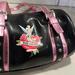 Disney Bags | Disney Tinkerbell Forever Barrel Purse -Metallic Pink Trim On Black Faux Leather | Color: Black/White | Size: Os