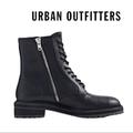 Urban Outfitters Shoes | New Urban Outfitters Uo Men's Black Leather Utility Combat Lace Zip Boots 9 | Color: Black | Size: 9