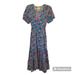 Anthropologie Dresses | Anthropologie Sunday Mi Amor Women's S Small Blue Floral Dress V Neck Prairie | Color: Blue | Size: S