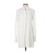 Joie Casual Dress - Shirtdress Mock Long sleeves: White Polka Dots Dresses - Women's Size Small