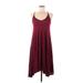 Boohoo Casual Dress - A-Line Scoop Neck Sleeveless: Burgundy Solid Dresses - Women's Size 6