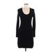 BCBGMAXAZRIA Casual Dress Scoop Neck Long sleeves: Black Solid Dresses - Women's Size Medium