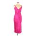 Zara Cocktail Dress - Wrap Plunge Sleeveless: Pink Solid Dresses - Women's Size X-Small